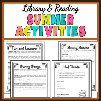 Preview of Library Reading Summer Activities | May Sub Plans