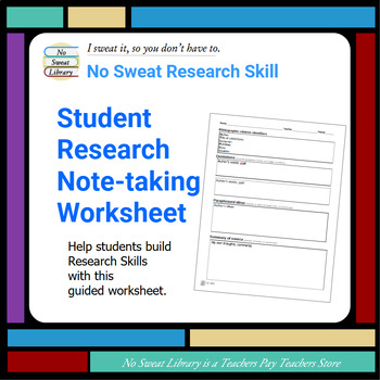 Preview of Library Research Skill: Student Note-taking Worksheet with Prompts for Citation