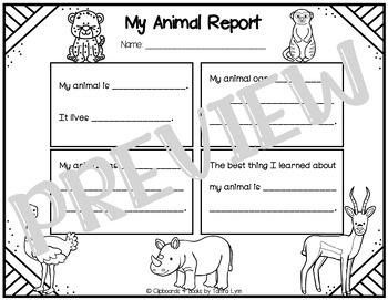 Library: Research It! African Safari Animal Report (K-3) | TPT