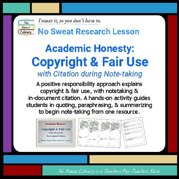 Preview of Library Research Lesson for Middle School: Copyright, Fair Use & Notetaking