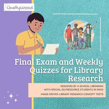 Preview of Library Research Test or Weekly Quizzes for Resource/Special Education Students