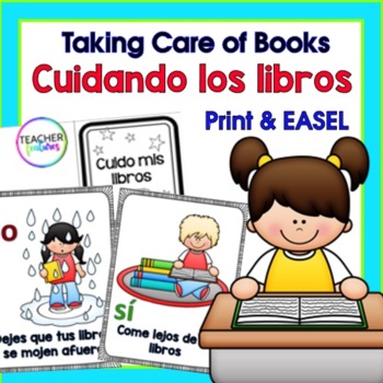 Preview of LIBRARY BOOK CARE LESSONS & POSTERS, TAKING CARE OF BOOKS + EASEL Activities