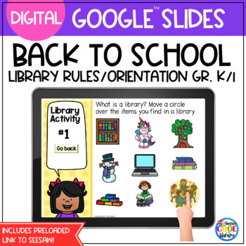 Preview of Library Rules Choice Board - Google Slides, SeeSaw