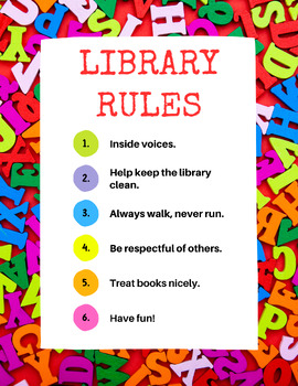 Preview of Library Rules Poster