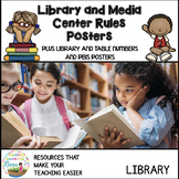 Library and Media Center Rules Posters Table Numbers and P