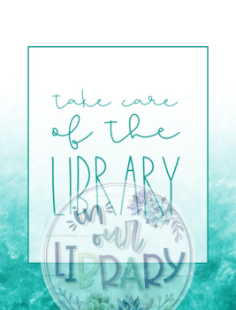 Library Rules Posters {Ombre Watercolor} by inourlibrary | TpT