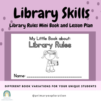 Preview of Library Rules Printable Mini Book for Primary Elementary Students