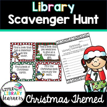 Preview of Library Scavenger Hunt Cards- Christmas Themed