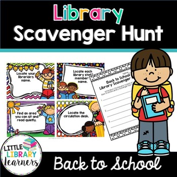 Preview of Library Scavenger Hunt- Back to School Themed