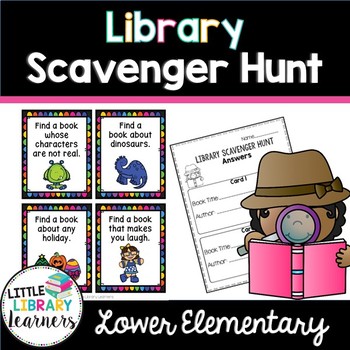 Preview of Library Scavenger Hunt Task Cards- Lower Elementary