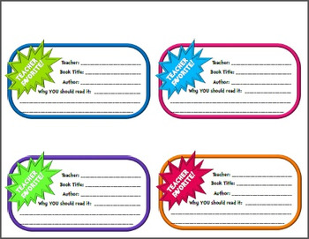 Preview of Library Shelf Book Recommendation Tags for Teachers/Staff