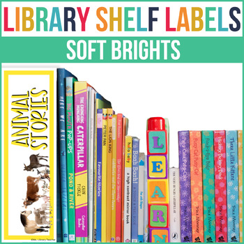 Preview of Library Shelf Labels | Soft Brights | EDITABLE