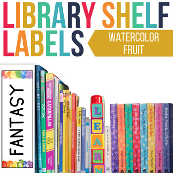Preview of Library Shelf Labels | Watercolor Fruit | EDITABLE