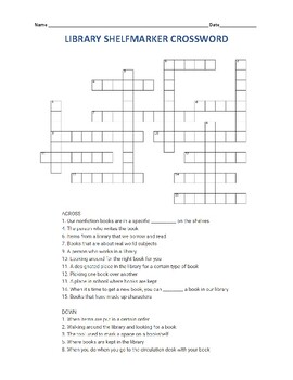 Library Shelfmarker Crossword by HenRyCreated TPT