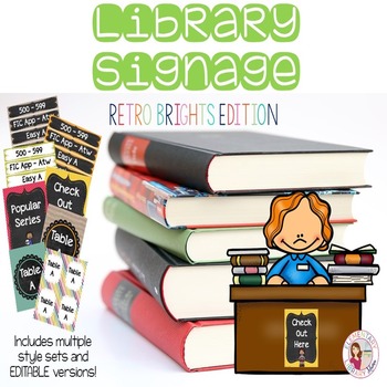 Preview of Library Signage - Retro Brights (Editable Versions Included)