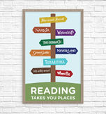 Book Signpost Poster, Reading Takes You Places, Elementary