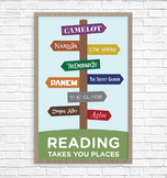 Book Signpost Poster, Reading Takes You Places, Young Adul