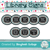 Library Signs: Blue Confetti Circulation Signs