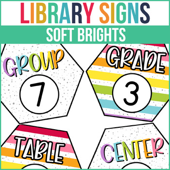 Preview of Library Signs | Soft Brights | EDITABLE