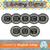 Library Signs: Turquoise, Orange, Yellow, and Green Diamon