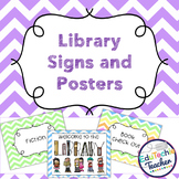 Library Signs and Posters {Chevron} -Includes Editable Signs