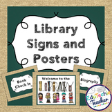Library Signs and Posters {Chalkboard and Burlap} -Include