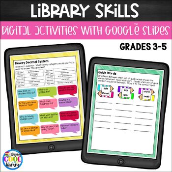 Preview of Library Skills Activities Grades 3-5 for Google Slides