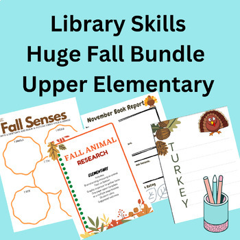 Preview of Library Skills Fall/Autumn Seasonal Bundle No Prep Printables