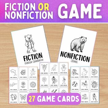 Preview of Library Skills Fiction Non Fiction Card Game and Memory