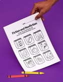 Library Skills Fiction and Non-Fiction Fall Coloring Sheet