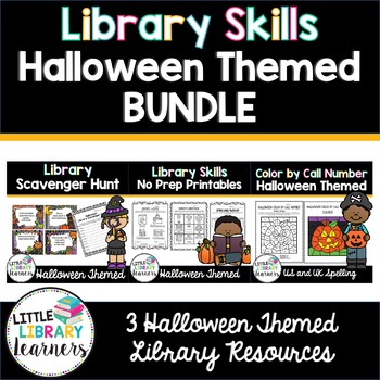 Preview of Library Skills Halloween Themed BUNDLE