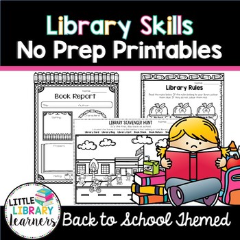 Preview of Library Skills No Prep Printables- Back to School Activities