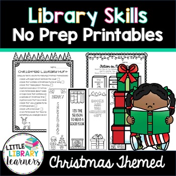 Preview of Library Skills No Prep Printables- Christmas Themed