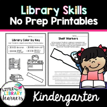 Preview of Library Skills No Prep Printables Kindergarten