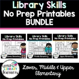 Library Skills No Prep Printables and Worksheets BUNDLE