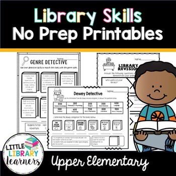 Preview of Library Skills No Prep Printables Upper Elementary