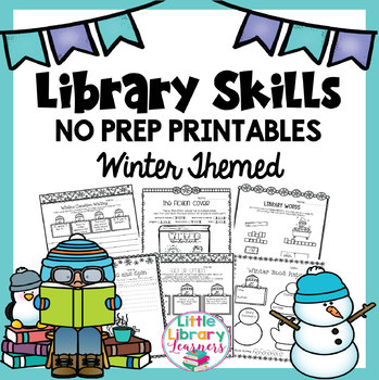Preview of Library Skills No Prep Printables Winter Themed