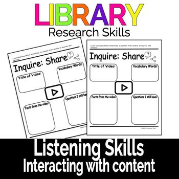 Preview of Library Skills Reading Viewing Listening Sources