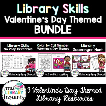 Preview of Library Skills Valentine's Day Themed BUNDLE