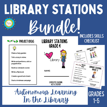 Preview of Library Stations Bundle | Assessments With Grade Level Benchmarks | Grades 1 - 5