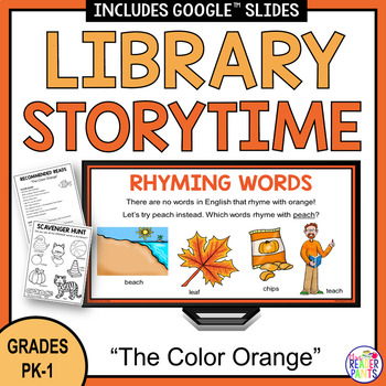 Preview of Library Storytime - The Color Orange - Preschool Kindergarten Library Lesson