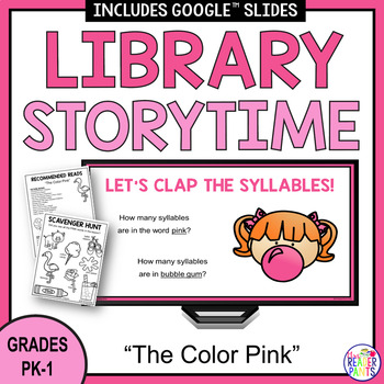 Preview of Library Storytime - The Color Pink - Preschool Kindergarten Library Lesson