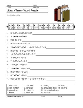 library word search teaching resources teachers pay teachers