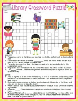 library activities crossword word search rules library