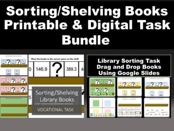 Preview of Library Vocational Task Bundle: Printable and Digital with Google Slides