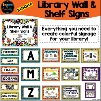 Preview of Library Wall and Shelf Signage (Abstract Geometric Design)