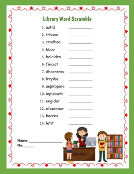 Preview of Library Word Scramble Worksheet