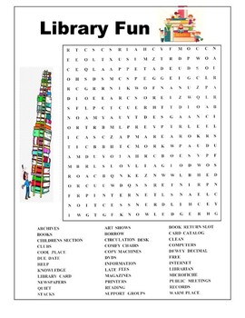 Preview of Library Word Search - Print or Online Remote Activity - 36 words