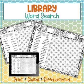 Preview of Library Word Search Puzzle Activity