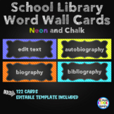 Library Word Wall - Neon and Chalkboard